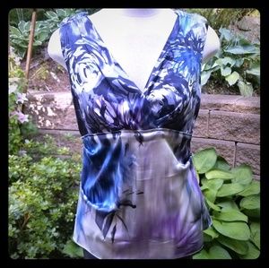 Elegant Sleeveless Silk Blouse Elie Tahari Nordstrom Beautiful Peacock Colors